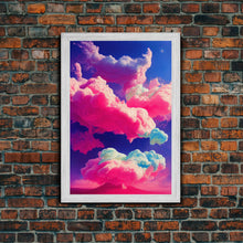 Carregar imagem no visualizador da galeria, Bubble Gum Clouds, Trippy Psychedelic Surrealist Cloud Art, Framed Canvas Print, Ready To Hang Framed Wall Art