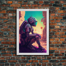 Load image into Gallery viewer, Android deep in thought, AI, fine art poster print