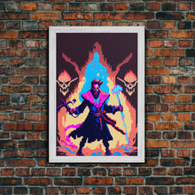 Carregar imagem no visualizador da galeria, Tabletop RPG pixel art, Human Necromancer Art, framed canvas print, framed game room decor