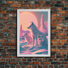 Carregar imagem no visualizador da galeria, Cute Arctic Fox Art, animal prints, framed canvas print wall art, vaporwave aesthetic soothing art