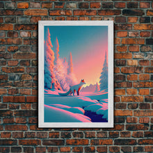 Carregar imagem no visualizador da galeria, Cute arctic fox art in the snow, framed canvas print