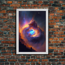 Cargar imagen en el visor de la galería, Colorful Nebula in Deep Space, Framed canvas print, retrowave watercolor space art