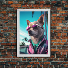 Cargar imagen en el visor de la galería, Chihuahua Wall Print, Dog Pink Sunglasses, Dog Wall Art, Animal Art, Funny Wall Art, Framed Wall Art, Framed Canvas, Wall Print, Wall Canvas