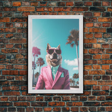 Carregar imagem no visualizador da galeria, Akita Wall Print, Dog Wall Art, Dog Sunglasses, Pink Business Suit, Funny Wall Art, Framed Wall Art, Framed Canvas, Wall Print, Wall Canvas