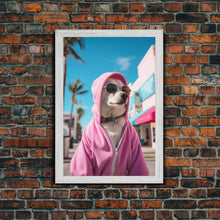 Cargar imagen en el visor de la galería, Chihuahua Wall Print, Dog Wall Art, Dog Sunglasses, Pink Hoodie, Funny Wall Art, Framed Wall Art, Framed Canvas, Wall Print, Wall Canvas