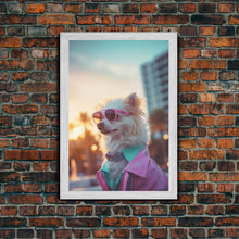Cargar imagen en el visor de la galería, Chihuahua Wall Print, Dog Wall Art, Dog Sunglasses, Dog In Pink Jacket, Funny Art, Framed Wall Art, Framed Canvas, Wall Print, Wall Canvas