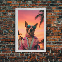 Cargar imagen en el visor de la galería, Chihuahua Wall Print, Dog Print, Dog Sunglasses, Dog In Pink Tracksuit, Funny Art, Framed Wall Art, Framed Canvas, Wall Print, Wall Canvas