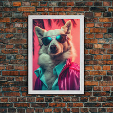 Cargar imagen en el visor de la galería, Corgi In Pink Suit Sunglasses Wall Print, Dog Décor, Dog Art Print, Dog Portrait, Framed Wall Art, Framed Canvas, Wall Print, Wall Canvas