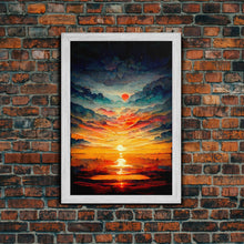 Carregar imagem no visualizador da galeria, Abstract sunset and clouds canvas print, beautiful oil painting print, nature and landscape wall art, ready to hang