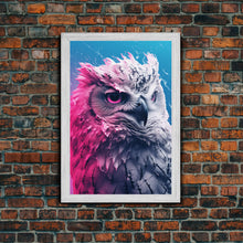 Load image into Gallery viewer, Bird Wall Print, Animal Art Print, Animal Portrait, Pink Art, Wildlife Art, Owl Art, Framed Wall Art, Framed Canvas, Wall Print, Wall Canvas