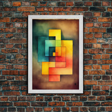 Load image into Gallery viewer, Framed Canvas Print Wall Art Set Color Blocks Abstract Shapes Illustrations Mid Century Modern Wall Art Boho Decor Abstract Wall Art