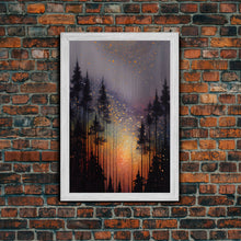 Carregar imagem no visualizador da galeria, Abstract Pine Canvas Print of Oil Painting, Large Original Textured Fall Pine Forest Painting Contemporary Living Room Wall Art Decor