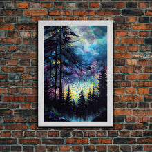Carregar imagem no visualizador da galeria, Abstract Pine Canvas Print of Oil Painting, Large Original Textured Fall Pine Forest Painting Contemporary Living Room Wall Art Decor