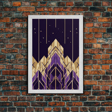 Load image into Gallery viewer, Art Deco Pattern Wall art, Framed Canvas Print, Art Deco, Gold & purple art, Canvas art, Abstract art, Office decor, Original painting