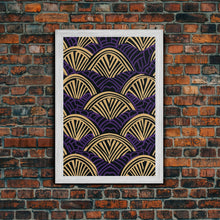 Load image into Gallery viewer, Art Deco Pattern Wall art - Framed Canvas Print - Art Deco - Original painting - Wall art - Office decor - Gold & purple art - Abstract art
