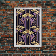 Load image into Gallery viewer, Art Deco Pattern Wall art - Framed Canvas Print - Art Deco - Stained glass art - Ornament art - Geometric art - Purple & gold art - Wall art
