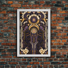 Load image into Gallery viewer, Art Deco Pattern Wall art, Framed Canvas Print, Art Deco, Patterns art, Yellow & purple art, Ornament art, Colorful painting, Light colors