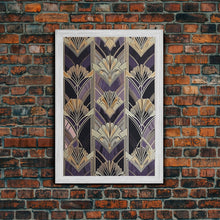 Load image into Gallery viewer, Art Deco Pattern Wall art, Framed Canvas Print, Art Deco, Pattern art, Yellow & purple art, Stained glass art, Abstract nature, Office decor