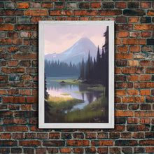 Load image into Gallery viewer, Beautiful Mountain and Stream Landscape Watercolor Painting, Framed Canvas Print, Nature / Landscape Painting