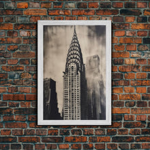 Cargar imagen en el visor de la galería, Chrysler Building Painting Framed Canvas Print, NYC Art, Art Deco Wall Decor, New York City Historic Art