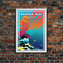 Load image into Gallery viewer, Barrier Reef Art Print, Australia Poster, Queensland Poster, Travel Wall Print, Travel Poster, Travel Wall Art, Canvas Wall Print