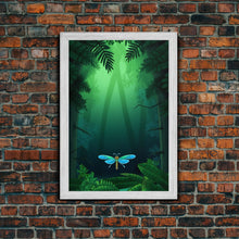 Load image into Gallery viewer, Dragonfly Wall Art, Nature Wall Decor, Woods, Trees, Green Art, Minimalist Print, Wall Decor, Canvas Print, Wall Art, Framed Canvas