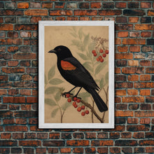 Load image into Gallery viewer, Black And Orange Bird Wall Art, Oriole Wall Decor, Animal Wall Art, Minimalist Print, Wall Decor, Canvas Print, Wall Art, Framed Canvas
