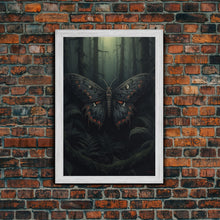 Carregar imagem no visualizador da galeria, Butterfly In Woods, Butterfly Wall Decor, Dark Art, Green Wall Art, Insect Wall Decor, Wall Decor, Canvas Print, Wall Art, Framed Canvas