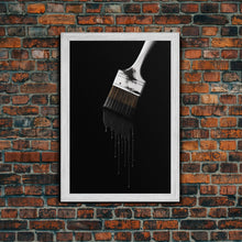 Load image into Gallery viewer, Dripping Paint Brush Wall Art, Black Paint, Brush Wall Decor, Minimalist Print. Wall Decor, Canvas Art, Wall Art, Framed Canvas Wall Decor