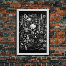 Cargar imagen en el visor de la galería, Collection of Trinkets Wall Art, Weird Wall Art, Black And White, Minimalist Print, Wall Decor, Canvas Print, Wall Art, Framed Canvas