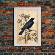 Load image into Gallery viewer, Black Bird Wall Art, Crow Wall Decor, Animal Wall Art, Black Bird, Modern Print, Wall Decor, Canvas Print, Wall Art, Framed Canvas
