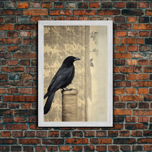Load image into Gallery viewer, Black Bird Wall Art, Crow Wall Decor, Animal Wall Art, Nature Print, Modern Print, Wall Decor, Canvas Print, Wall Art, Framed Canvas