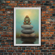 Load image into Gallery viewer, Frog Wall Art, Frog Balancing On Rocks, Zen Animal Wall Art, Nature, Modern Print, Wall Decor, Canvas Print, Wall Art, Framed Canvas