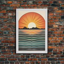 Load image into Gallery viewer, Sunset Sunrise Boho Wall Decor, Framed Canvas Print Or Poster, Sunset Framed Wall Hanging, Minimalist Art Deco Retro Wall Art