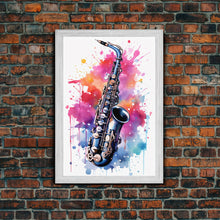 Load image into Gallery viewer, Alto Clarinet Wall Art, Musician Gift, Framed Canvas Print, Clarinet Print, Musical Instrument Art, Gift For Musician, Graffiti Music Art