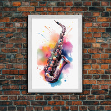 Load image into Gallery viewer, Alto Clarinet Wall Art, Musician Gift, Framed Canvas Print, Clarinet Print, Musical Instrument Art, Gift For Musician, Graffiti Music Art