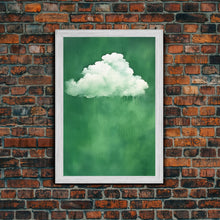Load image into Gallery viewer, Emerald Green Rain Cloud Wall Art, Framed Canvas Or Poster Print, Abstract Art Print, Minimalist Wall Decor, Maximalist Decor, Dark Green