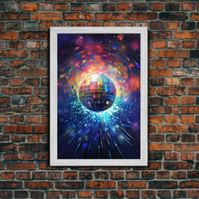 Load image into Gallery viewer, Galaxy Disco Ball, Framed Canvas Print, Music Studio Decor, Graduation Gift