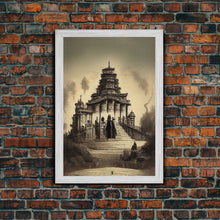 Load image into Gallery viewer, Incan Temple diagram art, canvas print, unique Mayan or Incan style temple diagram wall art, 1800s inca style wall art