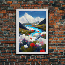 Load image into Gallery viewer, Colorful fields of flowers in the Swiss alps, framed canvas art, canvas print, beautiful wall decor