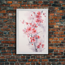 Cargar imagen en el visor de la galería, Cherry Blossom, Japanese Wall Art, Floral Wall Print, Nature Art, Canvas Print, Wall Art, Vertical Art, Modern Home Decor, Gift For The Home
