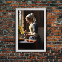 Load image into Gallery viewer, Baroque Art, Vermeer, Inspiration Art, Medieval Wall Art, Dutch Art, Canvas Print, Wall Art, Vertical Art, Country Home Art, Kitchen Prints