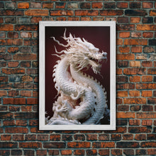 Load image into Gallery viewer, Dragon Art, Sculpture Wall Art, Asian Decor, Canvas Print, Wall Art, Vertical Print, Gift For Couples, Dorm Room Art, Living Room Prints