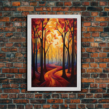 Carregar imagem no visualizador da galeria, Abstract Wall Art, Forest Print, Fall Wall Art, Canvas Print, Wall Art, Vertical Print, Nature Print, College Dorm Decor, Living Room Prints