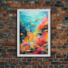 Load image into Gallery viewer, Under The Sea, Canvas Print, Wall Art, Vertical Art, Ocean Nursery Art, Nautical Wall Art, Home Decor Prints, Gift For Friend, Dorm Room Art