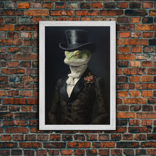 Load image into Gallery viewer, Dark Academia Victorian Gothic Gecko Art, Framed Canvas Print or Canvas, Halloween Art, Spooky Decor, Halloween Decoration, Witch Familiar