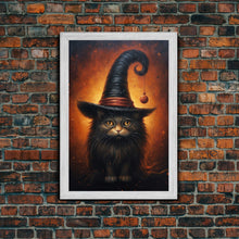 Load image into Gallery viewer, Cute Witch's Familiar Cat Halloween Art, Cat Witch, Cat Painting, Cute Cat Print, Halloween Decor