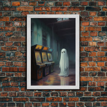 Carregar imagem no visualizador da galeria, Ghost in an Abandoned Arcade, Nostalgia Canvas, Art Canvas Print, Dark Academia, Gothic Retro, Game Room Art, Halloween Decoration