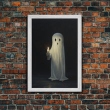 Load image into Gallery viewer, Ghost Holding A Candle Halloween Decor, Art Canvas Print, Spooky Ghost Wall Art, Fall Decor, Halloween wall decor, Funny Halloween Art