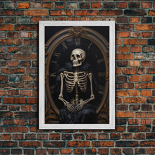Carregar imagem no visualizador da galeria, Victorian Halloween Art, Floral Skeleton, Framed Canvas Print, Skeletal Art, Halloween Art Print, Halloween Decoration, Halloween Printables